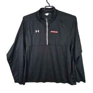 Mens Under Armour Black Pullover 1/2 Zip Loose Fit Shirt Long Sleeve Size 3XL